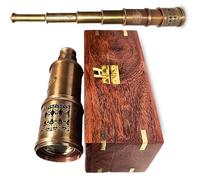 Télescope marin victorien antique avec boîte en bois - Spyglass nautique vintage en laiton pour collectionneurs et amateurs Instrument de navigation - Fait à la main (sans nom de télescope)