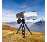 Télescope monoculaire 12-36 x 60 - IP4 - Étanche - Pour adulte - Prisme BAK4 - Monoculaire compact avec trépied - Dragonne - Clip de téléphone portable pour l'observation des oiseaux (vert foncé)