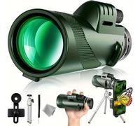 Télescope monoculaire 42 mm Objectif haute définition avec trépied Clip téléphone pour observation des oiseaux, randonnée, voyage, vert