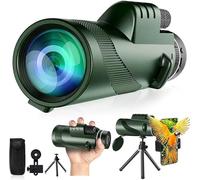 Télescope monoculaire 80 x 100 haute définition pour adultes haute puissance avec adaptateur pour smartphone, télescope, chasse, faune, observation des oiseaux, voyage, camping, randonnée - Vert
