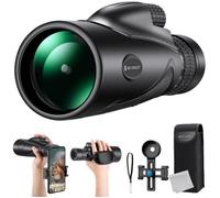 Télescope monoculaire à zoom haute définition continu 8-32x50, noir, avec clip pour téléphone portable