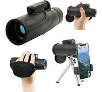 Télescope monoculaire avec Support pour Smartphone trépied dragonne pour Adultes, 12 x 50 HD Haute Puissance compacte étanche monoculaire avec Transparent pour l'observation des Oiseaux, ran