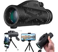 Télescope monoculaire haut 80 x 100 - Résistant aux chocs - Avec support pour smartphone - Trépied étanche pour observation des oiseaux, camping, randonnée, concert, ballon, jeu monoculaire pour