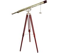 Télescope nautique à baril unique réglable en bois marron trépied au sol décoration d'intérieur Vinatge Télescope décoratif fabriqué à la main