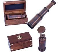 Télescope nautique antique de 15,2 cm avec boîte en palissandre - Télescope de capitaine d'espionnage portatif