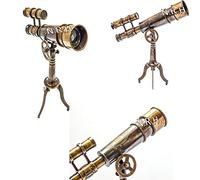 Télescope nautique en laiton antique double baril avec trépied - Cadeau fait à la main