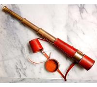 Télescope nautique vintage en laiton avec ceinture de protection, cuir pur, tenue à la main