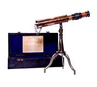 Télescope nautique vintage fait à la main en laiton antique avec trépied, lunette de bureau antique, barillet unique et détecteur de réflexes pour la navigation, la collection et la décoration.