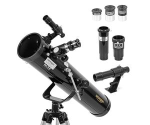 Télescope Omegon N 76/700 AZ-1 | Télescope à miroir pour débutants | Monture azimutale | Compact et léger | Pour la Lune et les Planètes | Télescope d'astronomie pour adolescents et adultes