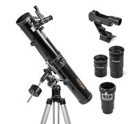 Télescope Omegon N 76/900 EQ-2 | Télescope Newton | Monture EQ-2 précise | Pour la Lune et les Planètes | Nombreux accessoires inclus | Convient également aux débutants et aux astronomes amateurs