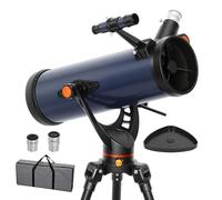 Télescope Outsunny pour Astronomie débutants Adultes 114mm Aperture 470mm Télescope astronomique à Miroir débutant avec trépied Support Sac de Transport de Voyage Bleu foncé