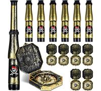 Télescope pirate en plastique antique, boussole, décorations de fête de pirate, télescope de bateau rétro, fournitures de fête sur le thème des pirates, fournitures de fête pour Halloween, jeu au trésor (12 pièces)