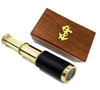 Télescope Portable en Laiton de 15,2 cm avec boîte en Bois - Navigation Pirate avec Ancre en Bois Rustique Vintage décoration d'intérieur Cadeaux