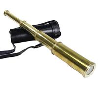 Télescope portable en laiton massif 15" - Verre espion pirate avec étui en cuir noir