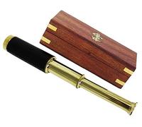 Télescope portatif en laiton avec boîte en bois d'ancre - Collection Pirate