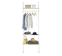 SoBuy Portant à vêtements télescopique solide - Penderie ouverte réglable avec tringles et étagères, Porte manteau pour chambre/dressing, Blanc KLS07-W