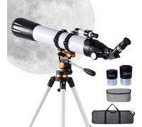 Télescope pour Adultes,Ouverture De 90 Mm, Télescope Réfracteur De 800 Mm pour Débutants en Astronomie avec Trépied en Acier Inoxydable, Adaptateur pour Téléphone Et Étui De Transport
