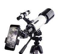 Télescope pour Adultes, support d'ouverture de 70 mm, 400 mm, télescope pour Enfants débutants, télescope réfractaire d'astronomie, Adaptateur de téléphone Portable Portable (White B)