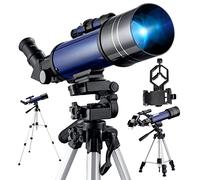 Télescope pour Astronomie, 200X Pro 400/70 FMC Télescope réfracteur Optique en Verre, avec trépied réglable, Adaptateur de téléphone, lentille de Barlow, filtres lunaires, Sac de Transport pour