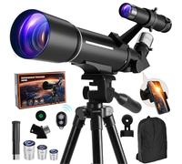 Télescope pour enfants et adultes, ouverture de 70 mm, télescopes réfracteurs de 400 mm pour débutants en astronomie avec trépied à monture AZ, filtre lunaire, adaptateur de téléphone et sac à dos