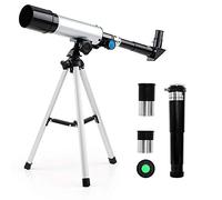 Télescope pour Enfants, télescope astronomique Professionnel 90X pour Paysage, 2 oculaires grossissants et Objectif Barlow 1,5X avec trépied pour Enfants débutants