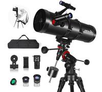 Télescope Réflecteur 150EQ pour Adultes et Débutants, Télescope Astronomique Professionnel avec Monture Équatoriale, Support Téléphone, Trépied en Acier, Capuchon Anti-Poussière et Sac de Transport