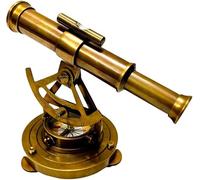 Télescope vintage en laiton avec base de boussole, montage réglable, pièce de collection nautique décorative