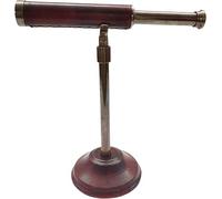 Télescope vintage en laiton avec finition antique en cuir rouge sur la base fabriquée pour la décoration de votre maison et bureau.