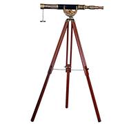 Télescope vintage en laiton avec finition laiton antique marron trépied ancre Master Sky Watcher Support réglable en bois