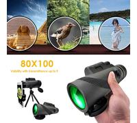 Télescope Zoom HD 80x100, Vision nocturne Portable, Camping, avec trépied, téléphone, Clip, caméra monoculaire de voyage en plein air