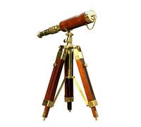Télescopes en laiton marin, pirate collection nautique relié en cuir avec trépied en bois pour la maison, le bureau, décoration d'anniversaire