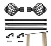 Telescoping Curtains Rod - Expandable Window Rail, Polished Matte Black, Adjustable Tension Shaft | Slide Out Drapery Hardware for Bedroom Living Room Bathroom Dorm Hotel Apartment Showrooms