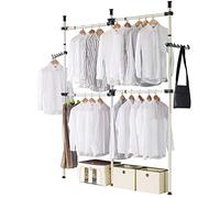 Télescopique Garde-Robe Système Penderie Telescopique Garde Robe 4 Barres 3 Pôles Penderie Ouverte Telescopique largeur (153-272cm) x hauteur (281-329cm) Réglable