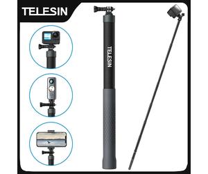 TELESIN 1.2M 3M fibre de carbone Selfie bâton monopode extensible avec 1/4 vis pour GoPro Insta360 Osmo Action DJI caméra d'action 3M