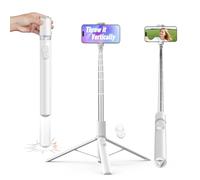 TELESIN 170CM Selfie Stick Trépied pour Téléphone, Portable Support de Téléphone avec Télécommande Bluetooth, Support Rotatif à 360° avec Capteur de Gravité S'ouvre Automatiquement pour iPhone/Android