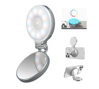 TELESIN 4-en-1 Anneau Lumineux à Selfie RGB Magnétique avec Miroir&Support|Lampe Vidéo LED 2500-7000K, Lumière de Remplissage 360° MagSafe pour iPhone/Android|pour Maquillage, TikTok, Vlog, Streaming