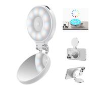 TELESIN Anneau Lumineux RVB 4 en 1 pour iPhone et Android, Blanc | Magnétique et rechargeable, avec support téléphone, idéal pour selfie, TikTok, vlog, maquillage, photographie et streaming