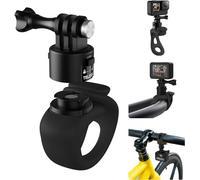 TELESIN Bande de fixation flexible à dégagement rapide pour guidon de vélo, accessoire de montage pour caméras d'action (GoPro, Insta360, DJI) (noir, libération rapide)