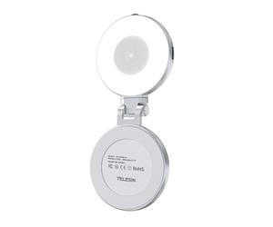 Telesin C03 selfie light MagSafe pivotant avec miroir argent