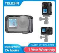 TELESIN - cadre en alliage d'aluminium, étui de protection, Cage à lapin pour DJI OSMO Actioon 6, accessoires, double adaptateur de chaussure froide, coque métallique