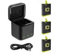 Telesin Chargeur 3 canaux + 3 batteries pour Gopro Hero 12 / 11 / 10 / 9 (Gp-Bnc-902-B)