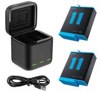 TELESIN Chargeur 3 slots pour GoPro Hero 9 /10 /11 /12 + 2 batteries