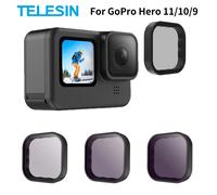 TELESIN-Ensemble de filtres d'objectif, cadre en alliage pour GoPro 12, GoPro Fore11, 10, 9, caméra d'action noire, objectif ND CPL, volontairement 8, volontairement 16, volontairement 32 CPL CPL ND8