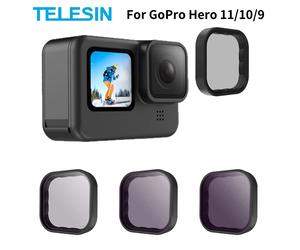 TELESIN-Ensemble de filtres d'objectif, cadre en alliage pour GoPro 12, GoPro Fore11, 10, 9, caméra d'action noire, objectif ND CPL, volontairement 8, volontairement 16, volontairement 32 CPL CPL ND8