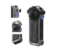 TELESIN Étui de protection en alliage d'aluminium + coque de protection en silicone pour objectif Insta360 X5 avec support magnétique à changement rapide pour Insta 360 X5