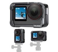 TELESIN Étui de protection en alliage d'aluminium pour DJI Action 6, boîtier de protection en métal à dégagement rapide avec vis 1/4" et griffe de flash, accessoires pour Action 6