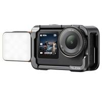 TELESIN Étui de protection en alliage d'aluminium pour DJI Osmo Action 6 avec lumière LED magnétique, boîtier en métal à dégagement rapide de type cage de lapin, vis 1/4" et sabot Cold Shoe, pour vlog