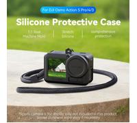 TELESIN Étui de protection en silicone pour DJI Osmo Action 5Pro/4/3 avec capuchon d'objectif et lanière
