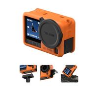 TELESIN Étui de Protection en Silicone pour DJI Osmo Action 6 avec Cache Objectif & Cordon, Étui Anti-Chocs Anti-Rayures Lavable Anti-Dérapant Anti-Poussière, Accessoire pour Action 6 (Orange)