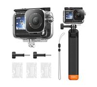 TELESIN Étui étanche avec bâton flottant pour caméra DJI Action 5 Pro Action 4/3, avec boîtier sous-marin anti-buée et cage qui prend en charge la plongée profonde de 45 m avec vis à dégagement rapide